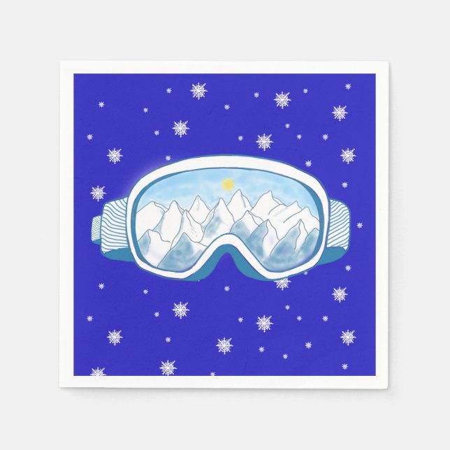 Ski Goggles Snowflake Dance  Napkin (Front)