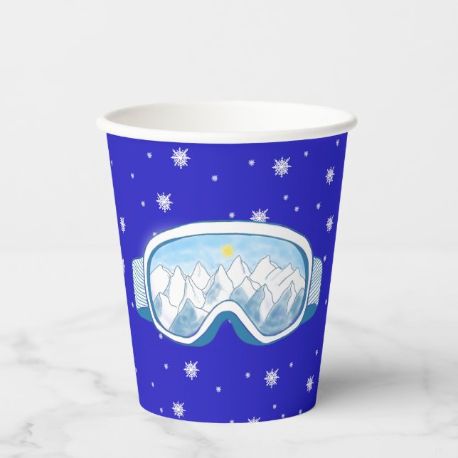 Ski Goggles Snowflake Dance  Paper Cups (Front)