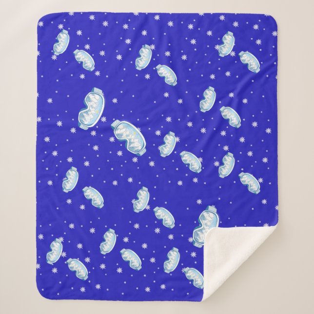 Ski Goggles Snowflake Dance   Sherpa Blanket (Front)