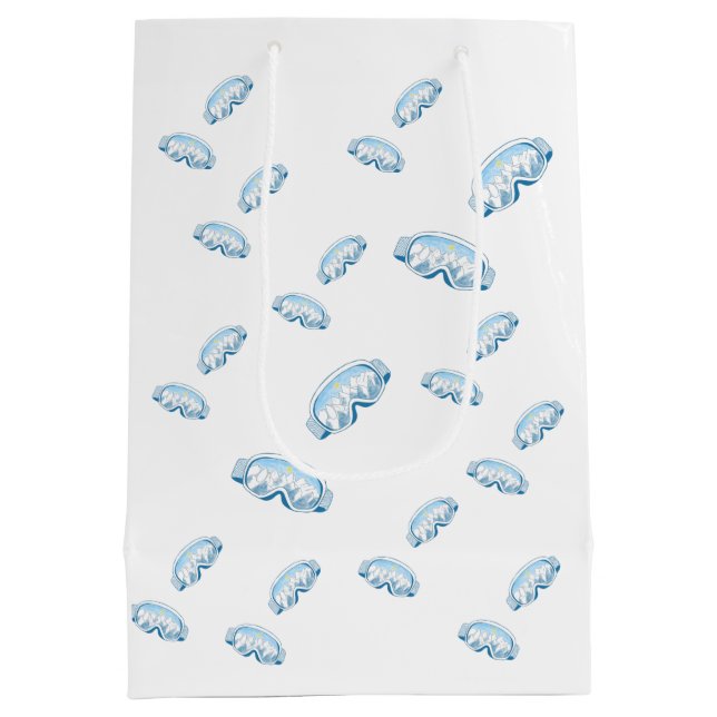 Ski Goggles with mountain reflection pattern Medium Gift Bag (Back)