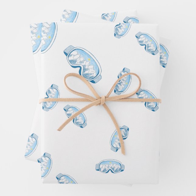 Ski Goggles with mountain reflection Wrapping Paper Sheet (In situ)