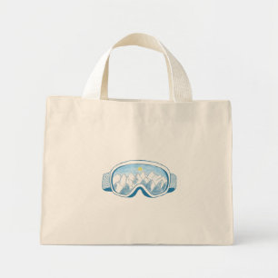 Ski Goggles With Reflection of Mountains Mini Tote Bag