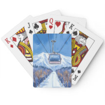 Ski Gondola Snow Mountain Watercolor
