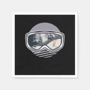 Ski Googles Lift Skier Skiing Winter Sports Gift Napkin