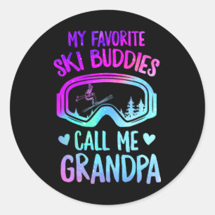 Ski Grandpa Skier Mountain Snow Skiing Grandpa Sno Classic Round Sticker