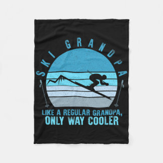 Ski Grandpa Skier Mountain Snow Skiing Grandpa Sno Fleece Blanket