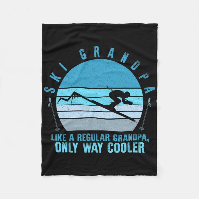 Ski Grandpa Skier Mountain Snow Skiing Grandpa Sno Fleece Blanket (Front)