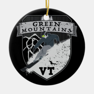 Ski Green Mountains, VT Ceramic Tree Decoration