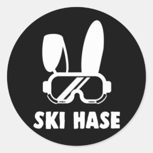 Ski Hase Skiing Cool Winter Sports Gift Classic Round Sticker