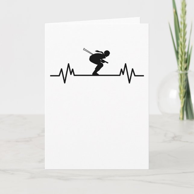 Ski Heartbeat Skiing Fun Winter Sports Slopes Gift Card (Front)