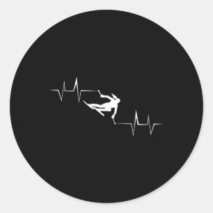 Ski Heartbeat Women Funny Winter Skiing Skier Puls Classic Round Sticker