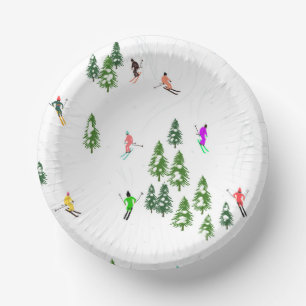 Ski Holiday   Skiers Illustration Paper Plate