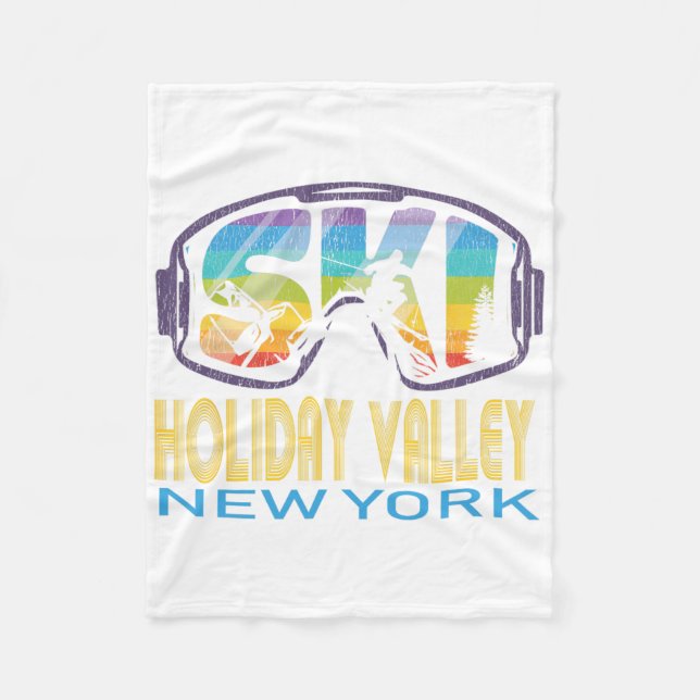 Ski Holiday Valley New York Skiing Vacation  Fleece Blanket (Front)