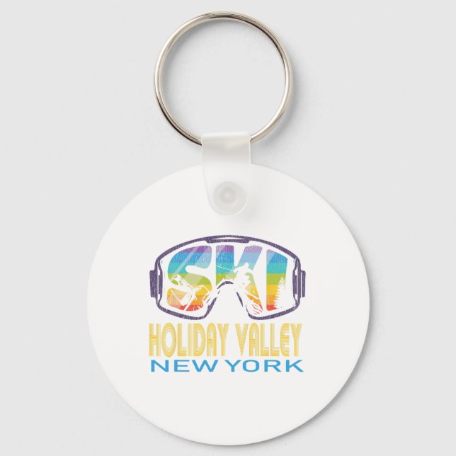 Ski Holiday Valley New York Skiing Vacation  Key Ring (Front)