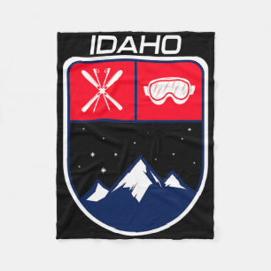Ski Idaho Mountain Skiing Trail Skier Goggle Pole Fleece Blanket