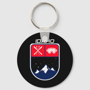 Ski Idaho Mountain Skiing Trail Skier Goggle Pole Key Ring