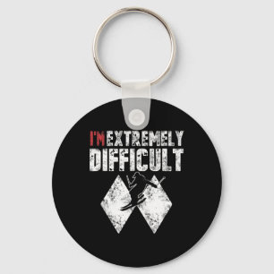Ski I'm Extremely Difficult Funny Skier Men Snowbo Key Ring
