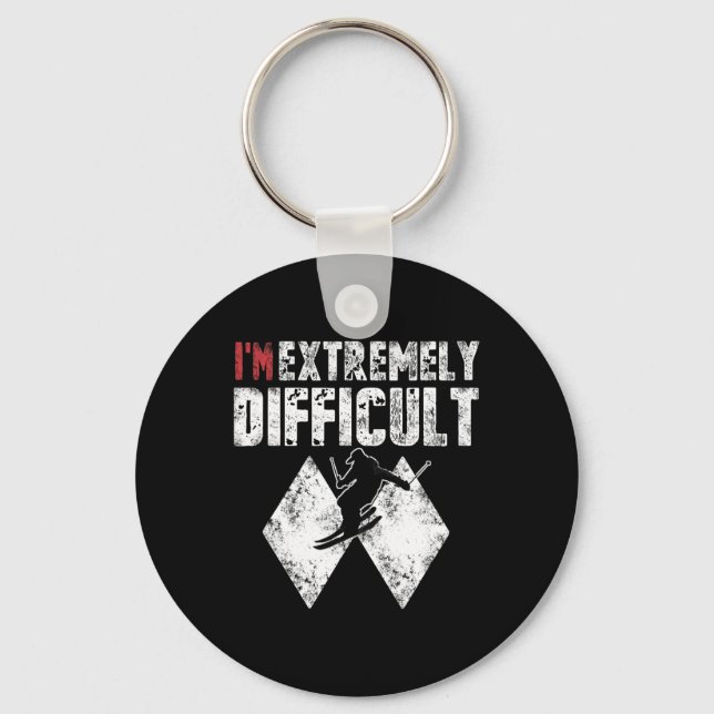 Ski I'm Extremely Difficult Funny Skier Men Snowbo Key Ring (Front)