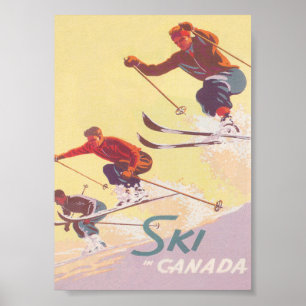 Ski in Canada Vintage Retro Ski Poster
