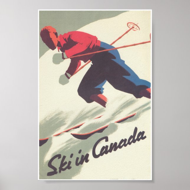 Ski in Canada Vintage Travel Poster (Front)