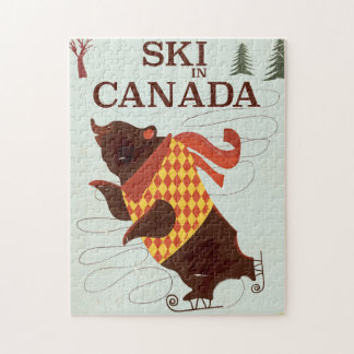 Ski in Canada vintage travel poster Jigsaw Puzzle