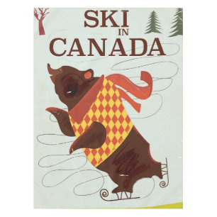 Ski in Canada vintage travel poster Tablecloth
