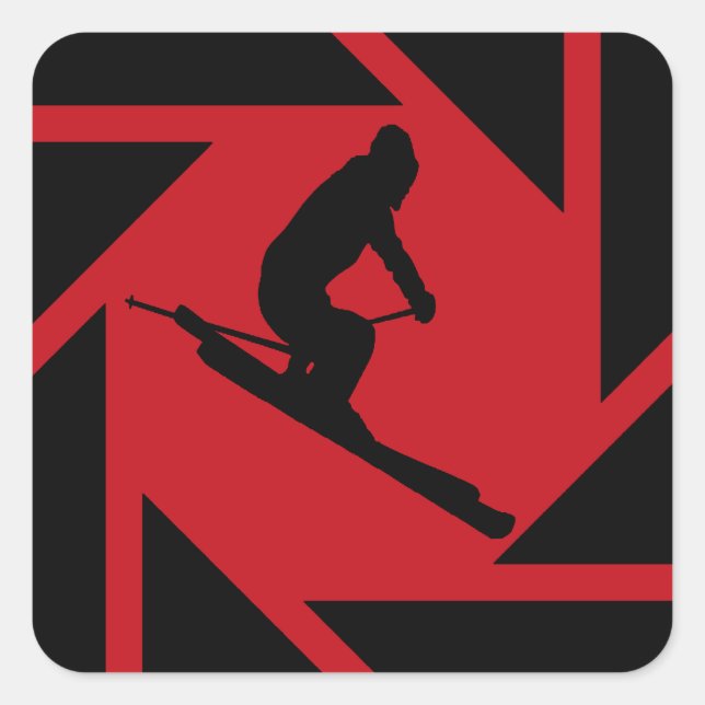 SKI IN RED SQUARE STICKER (Front)