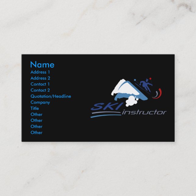 Ski Instructor Business Cards (Front)