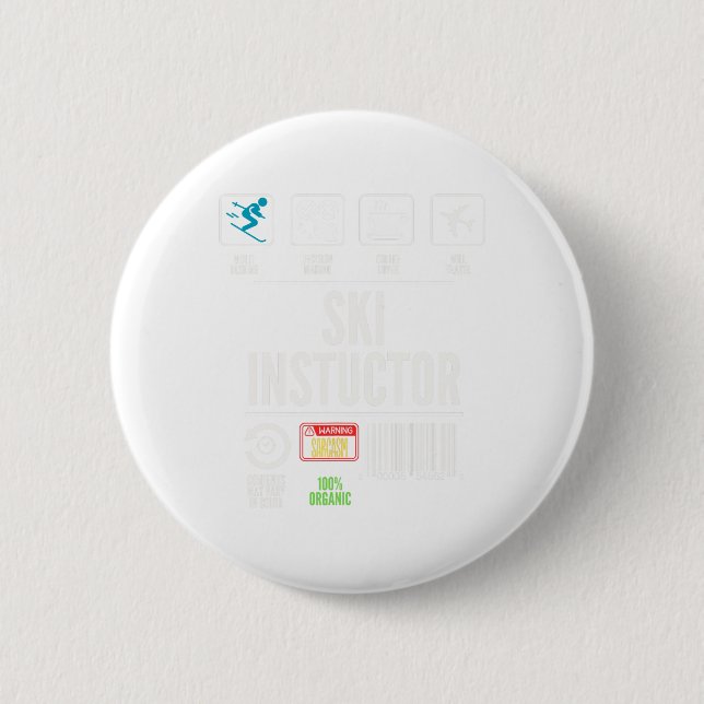 Ski Instructor Multi Tasking Decision Making Coffe 6 Cm Round Badge (Front)