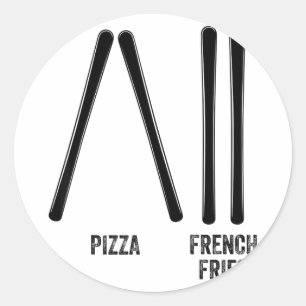 Ski instructor pizza &amp; french fries how to classic round sticker