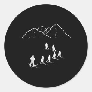 Ski Instructor Skiing Backcountry Skier Telemark W Classic Round Sticker