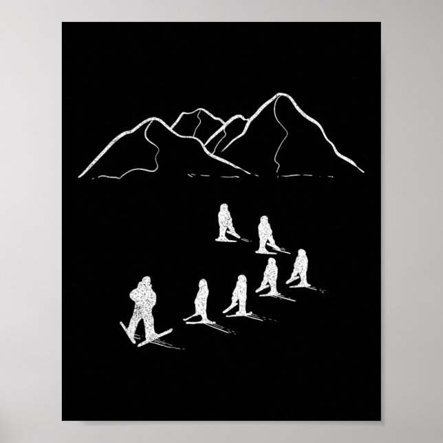 Ski Instructor Skiing Backcountry Skier Telemark W Poster (Front)