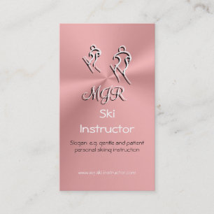 Ski Instructor with stylised skiers logo Business Card
