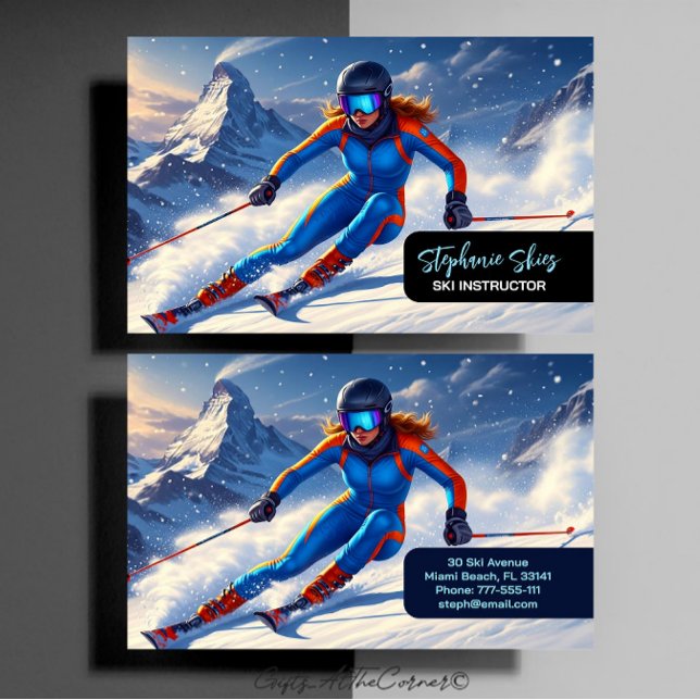 Ski Instructor Woman Alpine Business Card (Creator Uploaded)