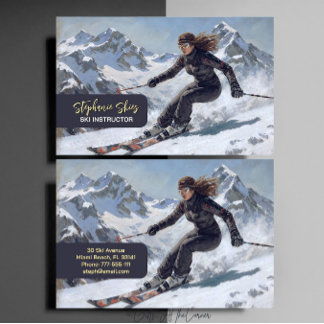 Ski Instructor Woman Alpine Business Card