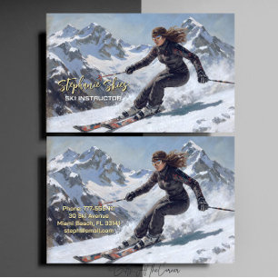 Ski Instructor Woman Skiing  Business Card