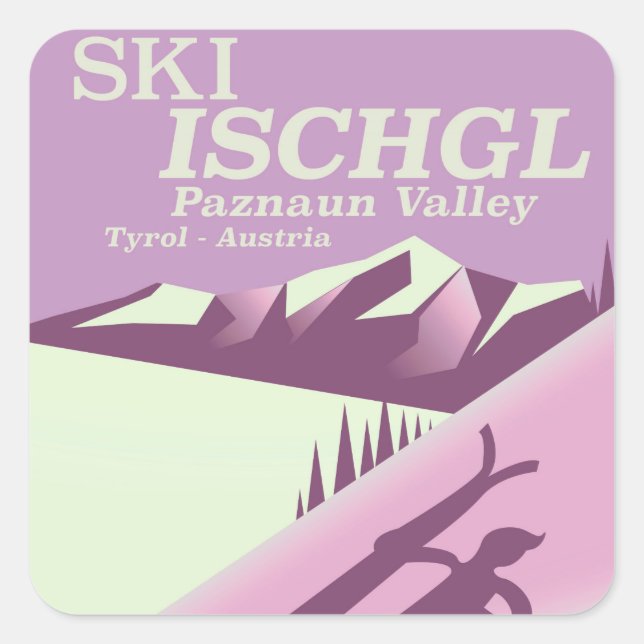 Ski Ischgl,Paznaun Valley Tyrol Square Sticker (Front)
