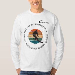 Ski Jackson Hole, Wyoming - Man Skier, Black Text T-Shirt