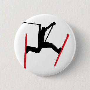 ski jump icon 6 cm round badge