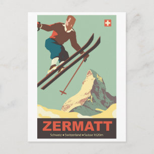 Ski Jump on Zermatt, Switzerland Postcard