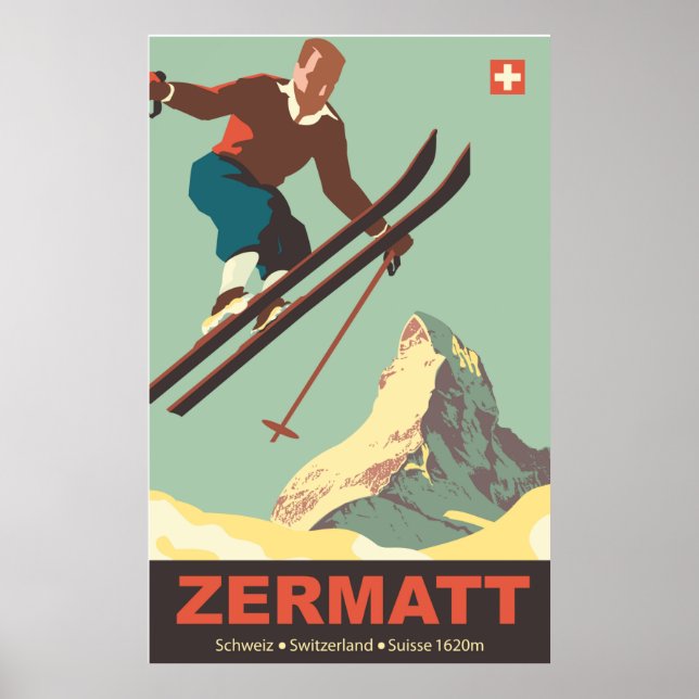 Ski Jump on Zermatt, Switzerland Poster (Front)