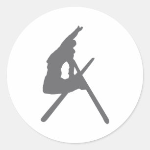 ski jump skier jumper classic round sticker