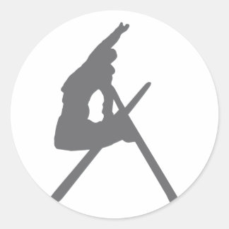 ski jump skier jumper classic round sticker