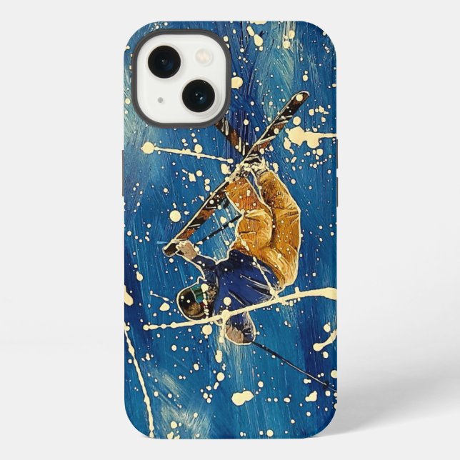 Ski jump splatter art iPhone case (Back)