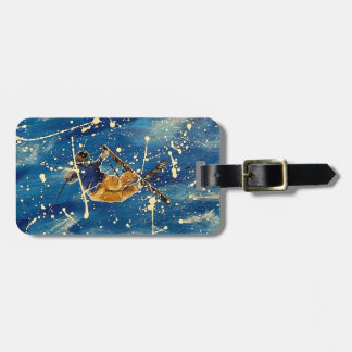 Ski jump splatter art luggage tag