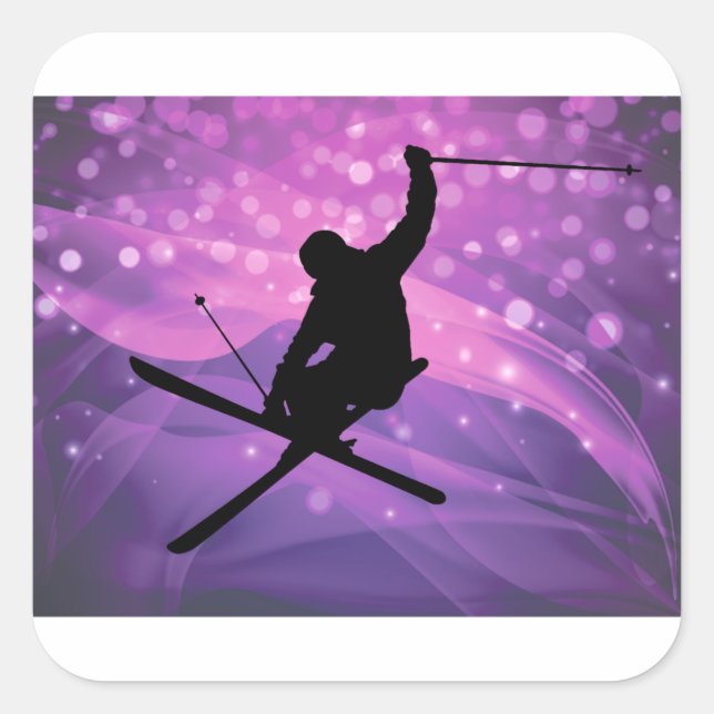 Ski Jump Square Sticker (Front)