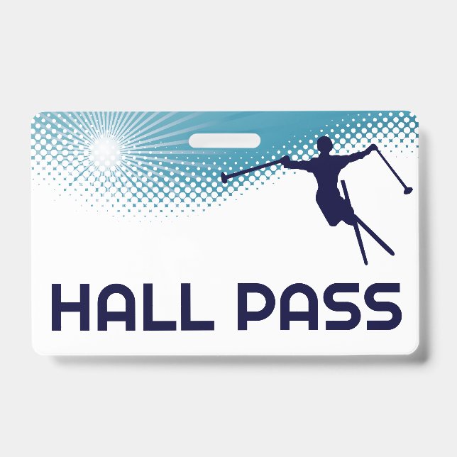 Ski Jump Teacher Hall Pass  ID Badge (Front)