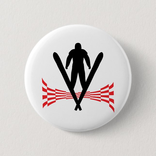 ski jumper jumping skiing icon 6 cm round badge (Front)