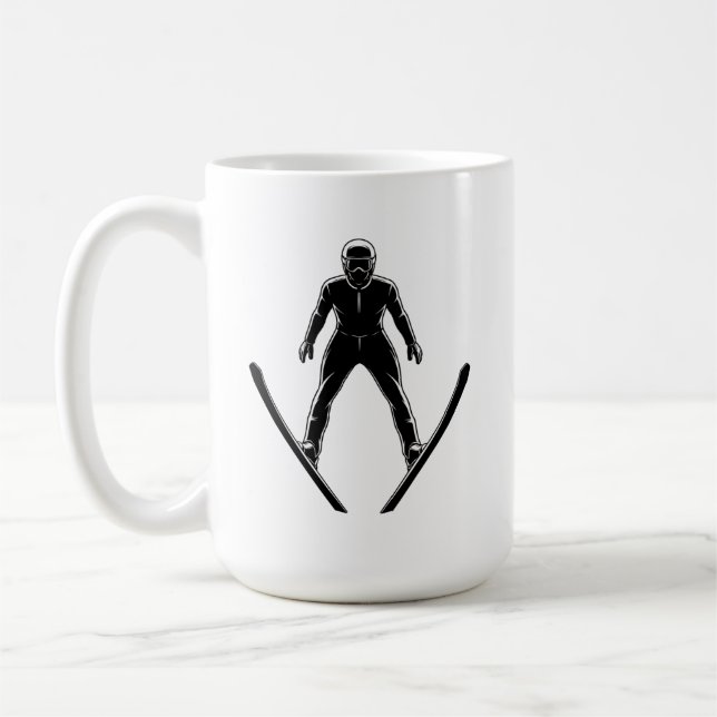 Ski Jumper Silhouette Coffee Mug (Left)