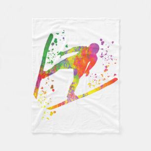 Ski Jumper Ski Flying Ski Jumping Nordic Skiing 1 Fleece Blanket